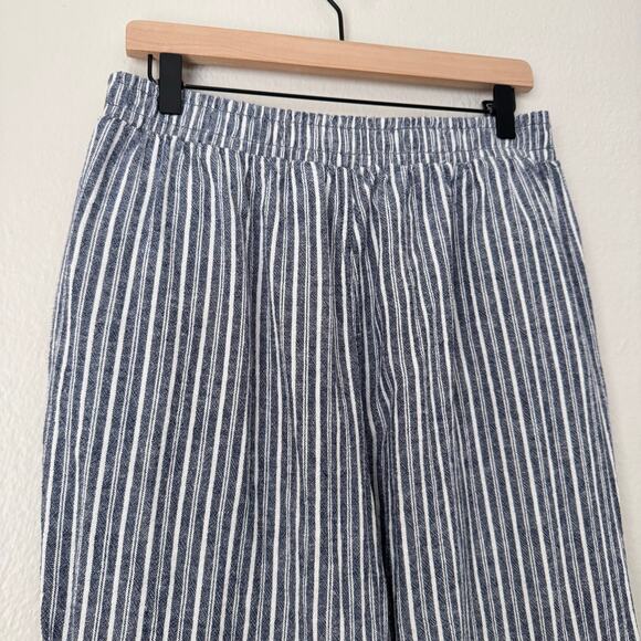 Briggs Womens Blue White Stripe Linen Blend Pants Flowy Stretch Waist Size Large - Picture 9 of 11